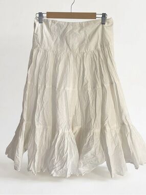 MANGO 100% Cotton MNG - Cream Tiered Flowy  Skirt